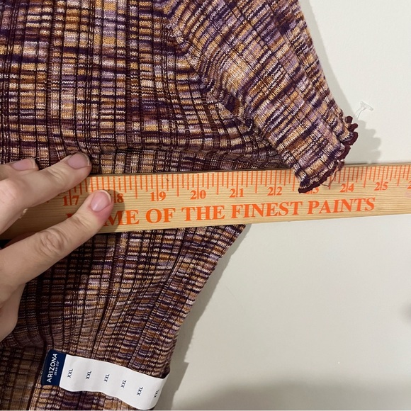 Arizona Jean Co Women’s Top XXL Purple Rust Y2K Cropped Ruched Ribbed NWT - Picture 8 of 10